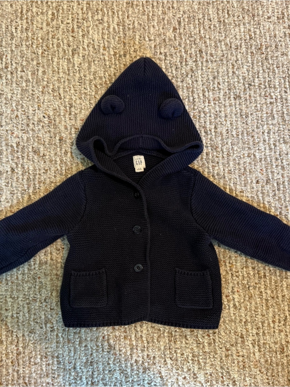 GAP Navy Hooded Knit Cardigan with Ear Details